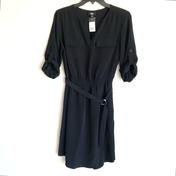 MOSSIMO Shirt Dress Black Roll Tab Sleeves - Picture 13 of 13